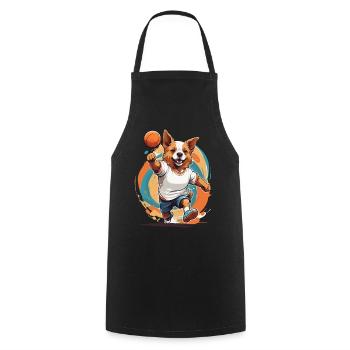 Chien mignon joueur de handball streetwear - Tablier de cuisine - noir - Devant - AI Model Male 185 dark (185cm)