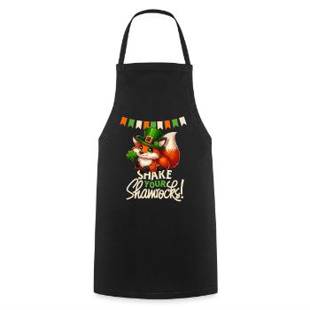 Fox St. Patrick’s Day Irlande Trèfle irlandais - Tablier de cuisine - noir - Devant - AI Model Male 185 dark (185cm)