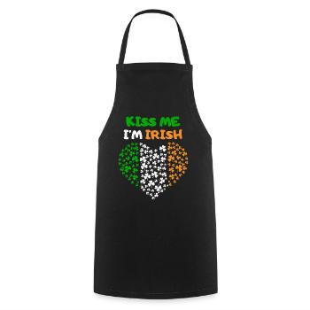 St. Patrick's Day Ireland Heart Irish Flag Kiss - Cooking Apron - black - Front - AI Model Male 185 dark (185cm)