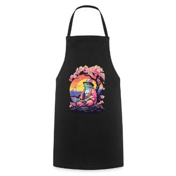Frosch Streetwear Aesthetic Vintage - Kochschürze - Schwarz - Vorne - AI Model Male 185 dark (185cm)