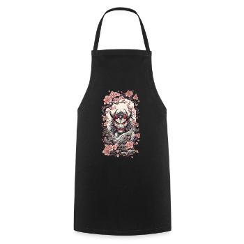 Kirschblüten Yokai Oni Japanischer Dämon Design - Kochschürze - Schwarz - Vorne - AI Model Male 185 dark (185cm)