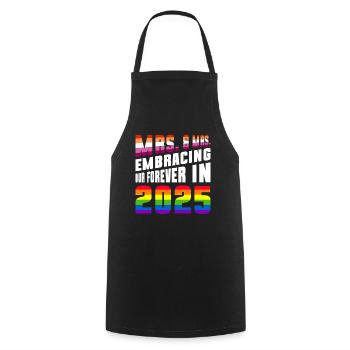 Mrs. & Mrs 2025 Gay Pride Hochzeit Homo-Ehe - Kochschürze - Schwarz - Vorne - AI Model Male 185 dark (185cm)