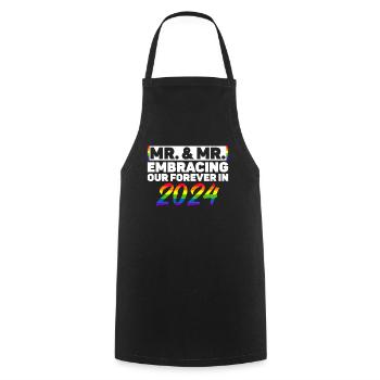 Mr. & Mr. 2024 Gay Pride Hochzeit Homo-Ehe - Kochschürze - Schwarz - Vorne - AI Model Male 185 dark (185cm)