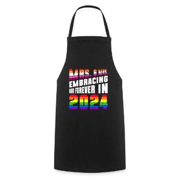 Mrs. & Mrs. 2024 Gay Pride Wedding Gay Marriage - Cooking Apron - black - Front - AI Model Male 185 dark (185cm)