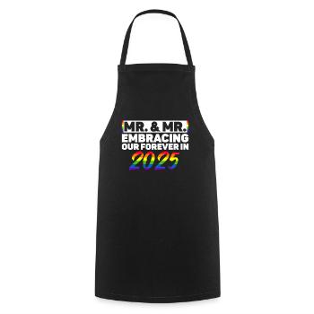 Mr. & Mr. 2025 Gay Pride Hochzeit Homo-Ehe - Kochschürze - Schwarz - Vorne - AI Model Male 185 dark (185cm)