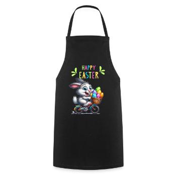 Lapin de Pâques Vélo Oeufs De Pâques Drôle Enfants - Tablier de cuisine - noir - Devant - AI Model Male 185 dark (185cm)
