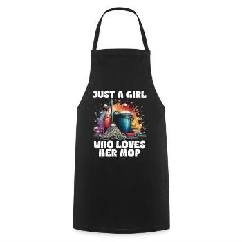 Just A Girl Who Loves Her Mop - Cooking Apron - black - Front - AI Model Male 185 dark (185cm)