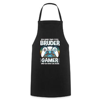 Bruder und Gamer Gaming Bruder - Kochschürze - Schwarz - Vorne - AI Model Male 185 dark (185cm)