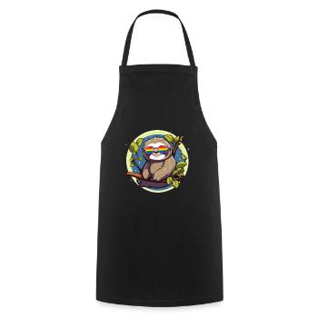 Mois de la fierté LGBTQ Sloth - Tablier de cuisine - noir - Devant - AI Model Male 185 dark (185cm)