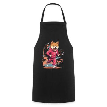 Shiba Dog Streetwear Jogging & Aesthetic Style - Cooking Apron - black - Front - AI Model Male 185 dark (185cm)