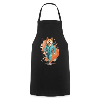 Shiba Chien Streetwear Jogging Style Esthétique - Tablier de cuisine - noir - Devant - AI Model Male 185 dark (185cm)
