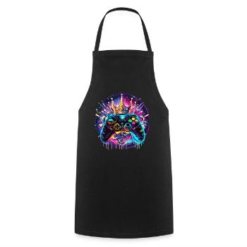 Synthwave Gamer Controller with Crown - Cooking Apron - black - Front - AI Model Male 185 dark (185cm)