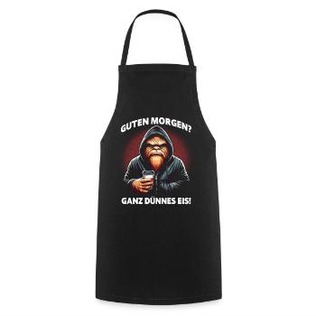 Good Morning Very Thin Ice Cream Bigfoot Coffee - Cooking Apron - black - Front - AI Model Male 185 dark (185cm)
