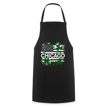American Flag Chicago St. Patrick's Day - Cooking Apron - black - Front - AI Model Male 185 dark (185cm)