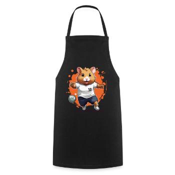 Handball Player Hamster Streetwear Iconic Style - Cooking Apron - black - Front - AI Model Male 185 dark (185cm)