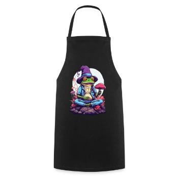 Magischer Frosch Psychedelic Art Wald Pilze - Kochschürze - Schwarz - Vorne - AI Model Male 185 dark (185cm)