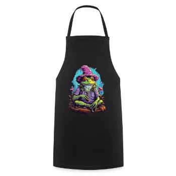 Frosch Psychedelic Art Wald Pilze Musik Festival - Kochschürze - Schwarz - Vorne - AI Model Male 185 dark (185cm)