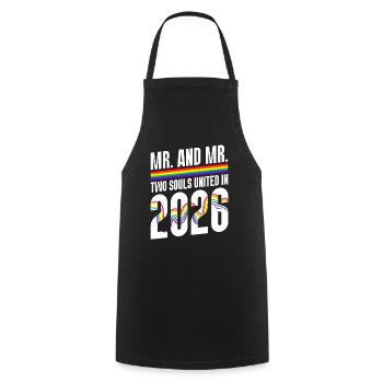 M. et M. 2026 Mariage de la Gay Pride Mariage gay - Tablier de cuisine - noir - Devant - AI Model Male 185 dark (185cm)