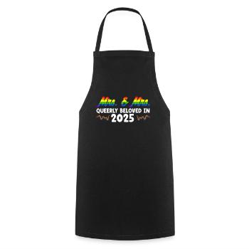 Mrs. & Mrs. 2025 Gay Pride Hochzeit Homo-Ehe - Kochschürze - Schwarz - Vorne - AI Model Male 185 dark (185cm)