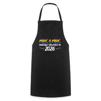 Mrs. & Mrs. 2026 Gay Pride Hochzeit Homo-Ehe - Kochschürze - Schwarz - Vorne - AI Model Male 185 dark (185cm)