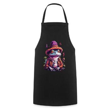 Magischer Frosch Psychedelic Wald Pilze Musik - Kochschürze - Schwarz - Vorne - AI Model Male 185 dark (185cm)