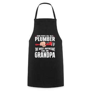 Plumber Men Father Husband Plumber - Cooking Apron - black - Front - AI Model Male 185 dark (185cm)
