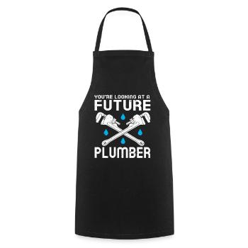 Plumber Men Father Husband Plumber - Cooking Apron - black - Front - AI Model Male 185 dark (185cm)