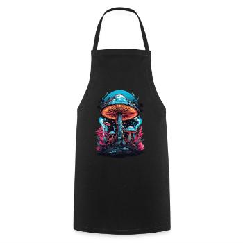 Champignons forestiers du festival de musique aux couleurs vives - Tablier de cuisine - noir - Devant - AI Model Male 185 dark (185cm)