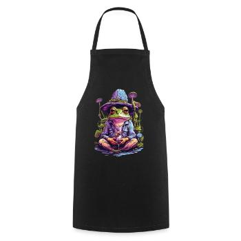 Frosch Psychedelic Art Wald Pilze Musik Festival - Kochschürze - Schwarz - Vorne - AI Model Male 185 dark (185cm)