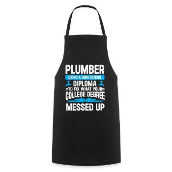 Plumber Men Father Husband Plumber - Cooking Apron - black - Front - AI Model Male 185 dark (185cm)