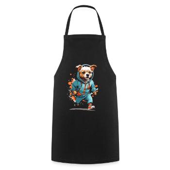 Dog Streetwear Jogging Aesthetic Fitness Style - Cooking Apron - black - Front - AI Model Male 185 dark (185cm)
