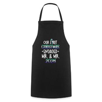 Mr. & Mr. 2026 First Christmas Gay Marriage - Cooking Apron - black - Front - AI Model Male 185 dark (185cm)