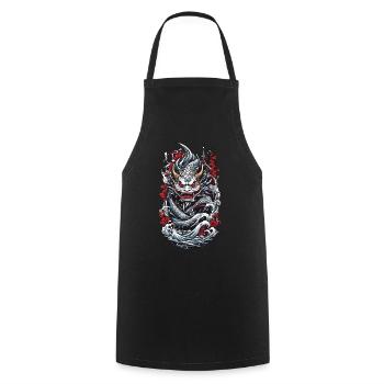 Seeungeheuer Japanischer Dämon Yokai Streetwear - Kochschürze - Schwarz - Vorne - AI Model Male 185 dark (185cm)