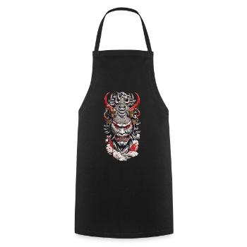 Esthétique Yokai Oni Ukiyo-e Démons japonais - Tablier de cuisine - noir - Devant - AI Model Male 185 dark (185cm)
