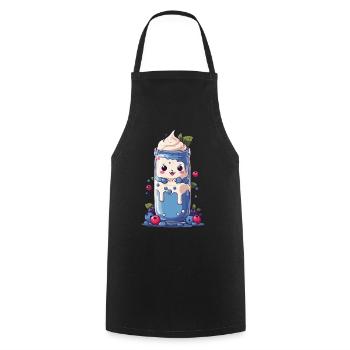 Milkshake Kawaii aux myrtilles Fun - Tablier de cuisine - noir - Devant - AI Model Male 185 dark (185cm)