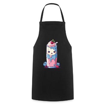 Myrtilles Milkshake Fun Kawaii Anime - Tablier de cuisine - noir - Devant - AI Model Male 185 dark (185cm)