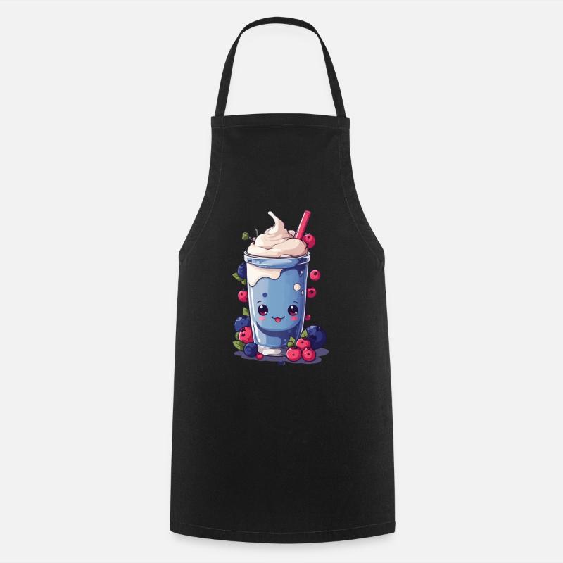 Baies Milkshake Fun Kawaii Anime Design - Tablier de cuisine - noir
