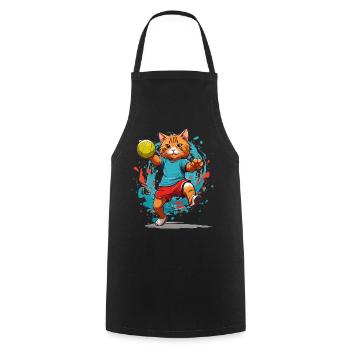Handball Cat Iconic Streetwear Style - Cooking Apron - black - Front - AI Model Male 185 dark (185cm)