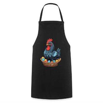 Easter Chicken Colorful Cute Funny Easter Eggs Nest - Cooking Apron - black - Front - AI Model Male 185 dark (185cm)