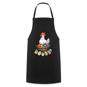 Easter Chicken Colorful Cute Funny Easter Eggs Nest - Cooking Apron - black - Front - AI Model Male 185 dark (185cm)