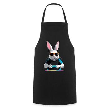 Lapin de Pâques Gamer et streetwear iconique de Pâques - Tablier de cuisine - noir - Devant - AI Model Male 185 dark (185cm)