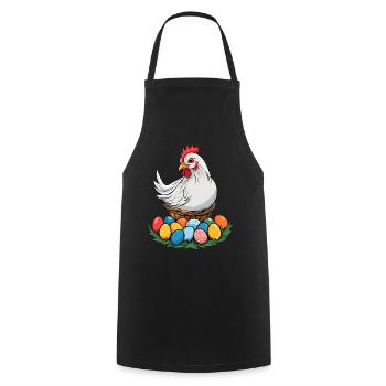 Easter Chicken Cute Funny Colorful Easter Eggs Nest - Cooking Apron - black - Front - AI Model Male 185 dark (185cm)
