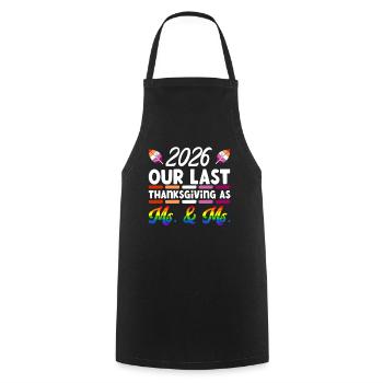 Dernier Thanksgiving en tant que femme et femme lesbienne 2026 - Tablier de cuisine - noir - Devant - AI Model Male 185 dark (185cm)