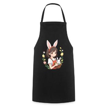 Anime Easter Kawaii Easter Bunny Manga Girl Otaku - Cooking Apron - black - Front - AI Model Male 185 dark (185cm)