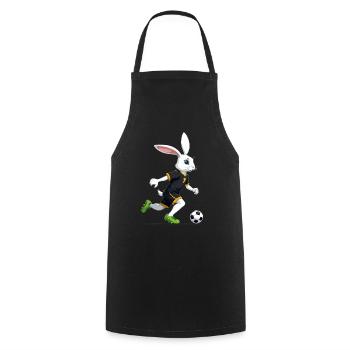 Joueur de football lapin de Pâques et conception de football de Pâques - Tablier de cuisine - noir - Devant - AI Model Male 185 dark (185cm)
