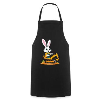 Easter Bunny Excavator Driver Funny Easter Eggs Digging - Cooking Apron - black - Front - AI Model Male 185 dark (185cm)