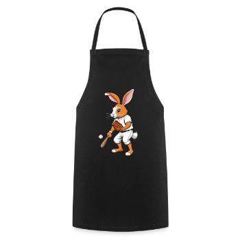 Baseballspieler Osterhase Lustiges Ostern - Kochschürze - Schwarz - Vorne - AI Model Male 185 dark (185cm)