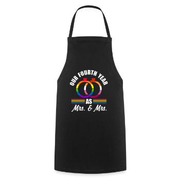 Unser viertes Jahr als Mrs & Mrs Lesbian Wedding G - Kochschürze - Schwarz - Vorne - AI Model Male 185 dark (185cm)