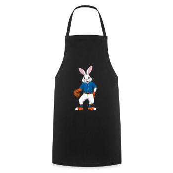 Baseballspieler Osterhase Lustiges Design - Kochschürze - Schwarz - Vorne - AI Model Male 185 dark (185cm)