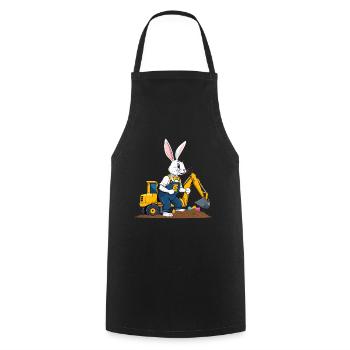 Easter Bunny Excavator Driver Easter Eggs Digging Funny - Cooking Apron - black - Front - AI Model Male 185 dark (185cm)